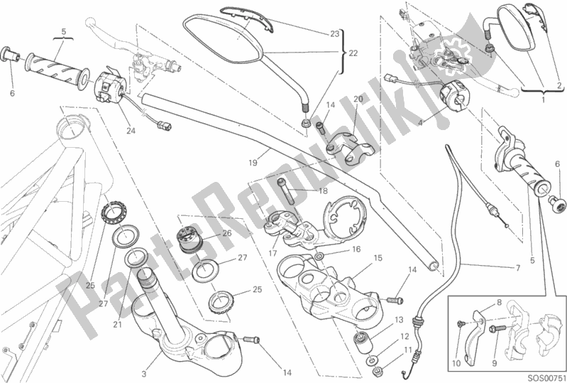 Tutte le parti per il Manubrio E Comandi del Ducati Scrambler Icon Thailand USA 803 2015